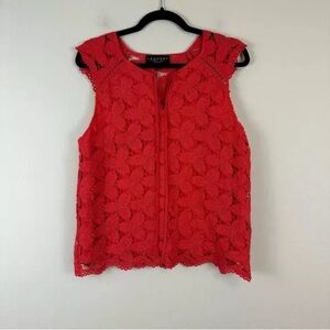 LAUNDRY by SHELLI SEGAL | Red/Orange Lace Sleeveless Blouse | Size XS
